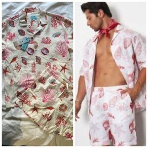 NWT Malibu Beach Club Men's 2 piece Swim Set with Matching Shirt and Shorts